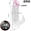 Jiuai Manga Peniana Vestível Masculina Ampliada e Espessada Silicone Líquido Dente de Lobo de Avião Manga de Longa Duração Produtos para Adultos