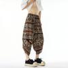 2025 Novo Verão Masculino Tendência Seda de Gelo Respirável e Fresco Calças Cropped Estilo Chinês Estilo Étnico Retro Calças de Praia