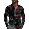 Camisa Estampada Masculina Retrô Boêmia Primavera Manga Longa Lapela 2025 Verão Tecido Leve Moda