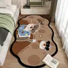 Alfombra de Cama de Terciopelo de Cristal con Dibujos de Cachorros, Alfombra de Dormitorio Antideslizante Absorbente de Agua con Forma Especial, Felpudo de Cama para el Hogar, Alfombra Refrigerante