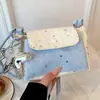 Bolso Dulce Estilo Coreano para Mujer Bolsa de Almacenamiento Estrella Bolso de Mano Bolso Cruzado de Lona Bolso para Teléfono Portátil para Salir Bolsa Fresca