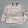 Camiseta de manga larga a rayas estilo perezoso similar al cáñamo, nueva llegada de primavera para mujer, versátil, cuello redondo, color contrastante, camisa de punto, top protector solar