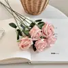 Buquê de Plástico Rosa Dia dos Namorados Decoração de Casa Flores Artificiais Sala de Estar Mesa de Jantar Arranjo de Flores Decoração com Flores Secas