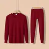 Conjunto de ropa interior térmica de otoño para hombre de la marca Source, algodón puro, fino, cálido, cuello redondo, talla grande, para mediana edad y mayores, venta al por mayor y entrega directa