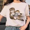 Linda Camiseta Casual Feminina com Estampa Gráfica de Gato Kawaii de Verão