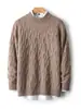 Suéter de Lana de Cuello Alto Medio para Hombre Otoño e Invierno Suéter Cálido Engrosado para Hombre Talla Grande Casual Tejido de Punto Jersey de Fondo Torcido