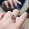 Anillo de Amatista Brasileña Natural y Topacio Azul Cielo Plata 925 Incrustado Lujo Ligero Banquete Boda Venta Directa de Fábrica