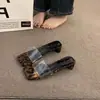 Sandalias Cuadradas de Tacón Grueso para Mujer, Novedad Verano y Otoño 2025 Estilo Francés Sandalias Transparentes Plateadas de Alta Gama para Mujer