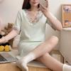 Falda de verano con tirantes de encaje y escote en V para mujer, estilo pijama de talla grande, ideal para usar al aire libre.