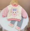 Conjunto Espeso con Forro de Felpa para Niñas 2026 Nuevo Sudadera de Invierno de Dibujos Animados para Niños Elegante Conjunto de Dos Piezas para Bebés Niñas