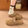 Nuevas zapatillas tipo mula cerradas y versátiles para mujer, sin cordones, de suela gruesa, antideslizantes, color caqui, modelo 2026