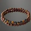 Pulsera Minimalista Wish 6mm Tamaño Pequeño Unisex Estilo Europeo y Americano Grano de Madera Personalizado Pulsera de Cuentas al por Mayor Pulsera de Grano de Madera