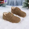 Zapatos de Invierno para Mujer, de Algodón, con Tacón Alto, Tacón Plano, Punta Redonda, Modernos y Casuales, con Velcro, Forrados de Felpa, Engrosados, Suela Suave