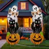 Placa de Pátio de Halloween Transfronteiriça Nova Sinal de Madeira Fluorescente de Aviso de Zumbi Sinal Decorativo para Jardim Externo