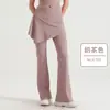 Conjunto destacável de duas peças com calça boca de sino, calça-saia de cintura alta que cobre o quadril, calça longa esportiva ao ar livre para yoga com leve boca de sino, roupa feminina para fitness