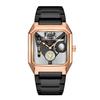 Reloj Mecánico Transparente Hueco de Doble Cara No Automático Reloj de Pulsera para Hombre Reloj de Moda Reloj de Cuarzo Luminoso Impermeable para Hombre Agitar
