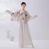 Conjunto de atuendo de té Zen estilo chino para mujer, tacto de algodón y lino, cárdigan holgado, delantal estampado, atuendo de baile, conjunto de tres piezas para uso diario