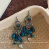 Pendientes Exóticos Azules Blue Bohemianos con Borlas para Mujer Estilo Étnico Retro Nicho Gama Alta Ornamentos de Oreja Exagerados