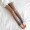 Leggings gruesas de color gris claro de azafata para piernas, otoño e invierno, para uso exterior, pantimedias transparentes falsas, talla grande, forro polar, pantalones transparentes para mujer
