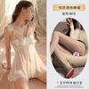 Nueva Lencería Sexy Nocturna con Abertura en la Entrepierna, Ropa de Dormir que No Hay que Quitarse, Conjunto de Camisón de Encaje con Lazo Grande 1819