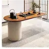 Mesa de Té de Madera Maciza Estilo Crema Moderna Simple Acrílico Hogar 2025 Nuevo Tronco Balcón Nueva Mesa de Té China
