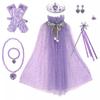 Capa de princesa congelada, collar de amor, traje para niñas, joyería de princesa, corazón de melocotón para niños con corona de diamantes mágica
