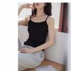 2024 Verão pequeno sling feminino cushirt slim fit sexy vest verão emagrecimento mangas top preto e branco