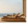 Conjunto de Sofá de Teca para Patio de Villa, Resistente al Agua y al Sol para Jardín Exterior, Cama de Descanso de Madera Maciza, Muebles de Ocio para Terraza Exterior