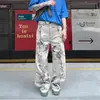 2025 Primavera y Otoño Nuevo Jeans Cimitarra Jacquard de Tinta para Hombre y Mujer ins Retro Adelgazantes de Pierna Ancha Rectos Pantalones Largos Hombre