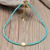 Moda Tendencia Estilo Ins Collar de Perlas de Agua Dulce de Cristal Colorido Gargantilla Simple Europea y Americana Joyería Transfronteriza Venta al por Mayor