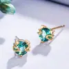 Pendientes de Gato con Circonita Rojo Rosa Chapados en Plata 925 Estilo Coreano Pendientes de Gato con Diamante Rosa Dorado para Mujer Joyería Simple