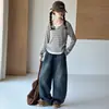 Conjunto de Primavera y Otoño para Niñas 2026 Nuevo Casual Estilo Coreano para Niños Medianos y Mayores Camiseta Rayada Combinada con Jeans Moderno