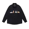 Nagawl2025 Estilo Japonés Retro Estilo Perezoso Versátil Bordado de Gatito Pana Camisa de Manga Larga Tops para Hombres y Mujeres Tendencia