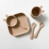 Kit de Vajilla Infantil de Dibujos Animados Creativo Plato para Cena Vaso para Beber Tenedor Cuchara Suministros para Alimentos Complementarios Set de Cuatro Piezas para Bebé