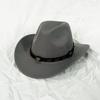 Sombrero Cowboy Occidental de Lana para Hombre y Mujer Europeo y Americano Hebilla de Cuero con Ala Grande Enrollada Sombrero de Copa Sombrero de Fieltro Sombrero de Jazz