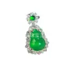 Collar de Gema para la Fortuna y la Prosperidad Colgante de Calabaza de Lujo con Calcedonia Verde Hielo Incrustada Plateado al Por Mayor Ágata Verde Brillante Jadita