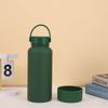 Moda pote de espaço de pintura de borracha ao ar livre alça portátil esportes garrafa de viagem homens e mulheres de aço inoxidável copo térmico de grande capacidade