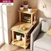 Alternativa a la mesa de noche: Mesa de noche moderna simple, Estante de almacenamiento pequeño, Mesa pequeña de pie, Madera maciza, Color de madera natural simple
