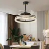 Nueva Luz de Ventilador de Techo Invisible de Cristal para Sala de Estar Silenciosa Inteligente Integrada en Voz Hogar Moderno Dormitorio Comedor Luz de Ventilador