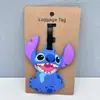 Etiqueta de Bagagem do Stitch de Desenho Animado Etiqueta de Bagagem de Borracha Macia PVC Pingente de Mochila do Stitch Fofo Ornamento de Cartão de Embarque