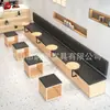 Restaurante Occidental de Moda, Restaurante Sencillo, Juego de Mesa y Sillas para Restaurante, Cafetería Estilo Coreano, Tienda de Té de Leche, Asientos de Cabina Montados en la Pared, Banco Largo