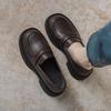 Sapatos Pequenos de Couro Estilo Britânico Primavera e Outono Feminino 2024 Novo Estilo Outono Slip-on JK Sapatos de Camada Única Sola Grossa Aumento Retro Mocassins