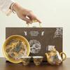Juego de Té de Lujo Ligero Chapado en Oro Tetera Olla Huevo de Dragón Una Dos Tazas de Té Traje de Juego de Té Regalo para Ancianos