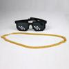 Nuevas gafas de mosaico bidimensionales, gafas de sol forzadas, accesorios, cigarro, cadena dorada grande, gafas de sol de píxeles personalizadas