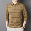 Nova Camisa Polo Masculina de Manga Longa Outono 2026 com Gola e Bolsos, Camiseta Estilosa Business Casual Estilo Pai para Homens