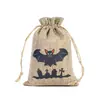 Venda Quente Transfronteiriça Halloween Saco de Tecido de Linho com Cordão Bolsinho Embalagem para Doces e Presentes de Halloween Bolsinho com Cordão de Linho