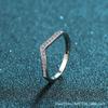 Anillo de Plata de Ley S925 para Mujer, Anillo en Forma de V con Diamante Moissanita de 14 Puntas, Anillo Apilable, Anillo de Boda, Diamante Sintético, Directo de Fábrica