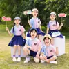 Traje de Uniforme Escolar Primaria Verano Niños Estilo Colegio Británico Uniforme de Clase Manga Corta Uniforme de Verano para Jardín de Infancia Uniforme de Graduación