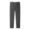 Pantalones Casuales para Hombre Primavera/Verano 2025 Pantalones de Traje Rectos Ajustados con Cintura Elástica, Estilo Delgado, Resistentes a las Arrugas, Pantalones de Vestir para Hombres Jóvenes