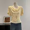 Camiseta de Verano Nueva Estilo Coreano Holgada de Cuello en V Manga Corta para Mujer Casual Versátil Sexy Top 2026